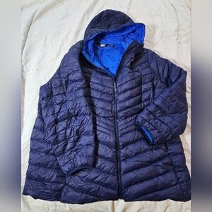 Lands End Women's Blue Down Hooded Coat Size 3X